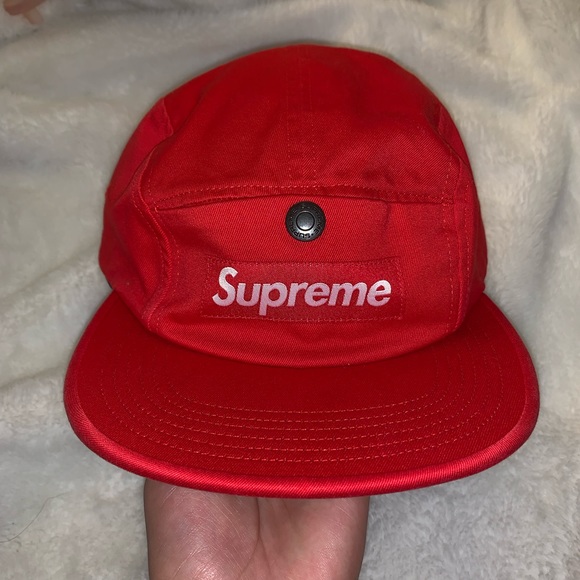 supreme snap button pocket camp cap